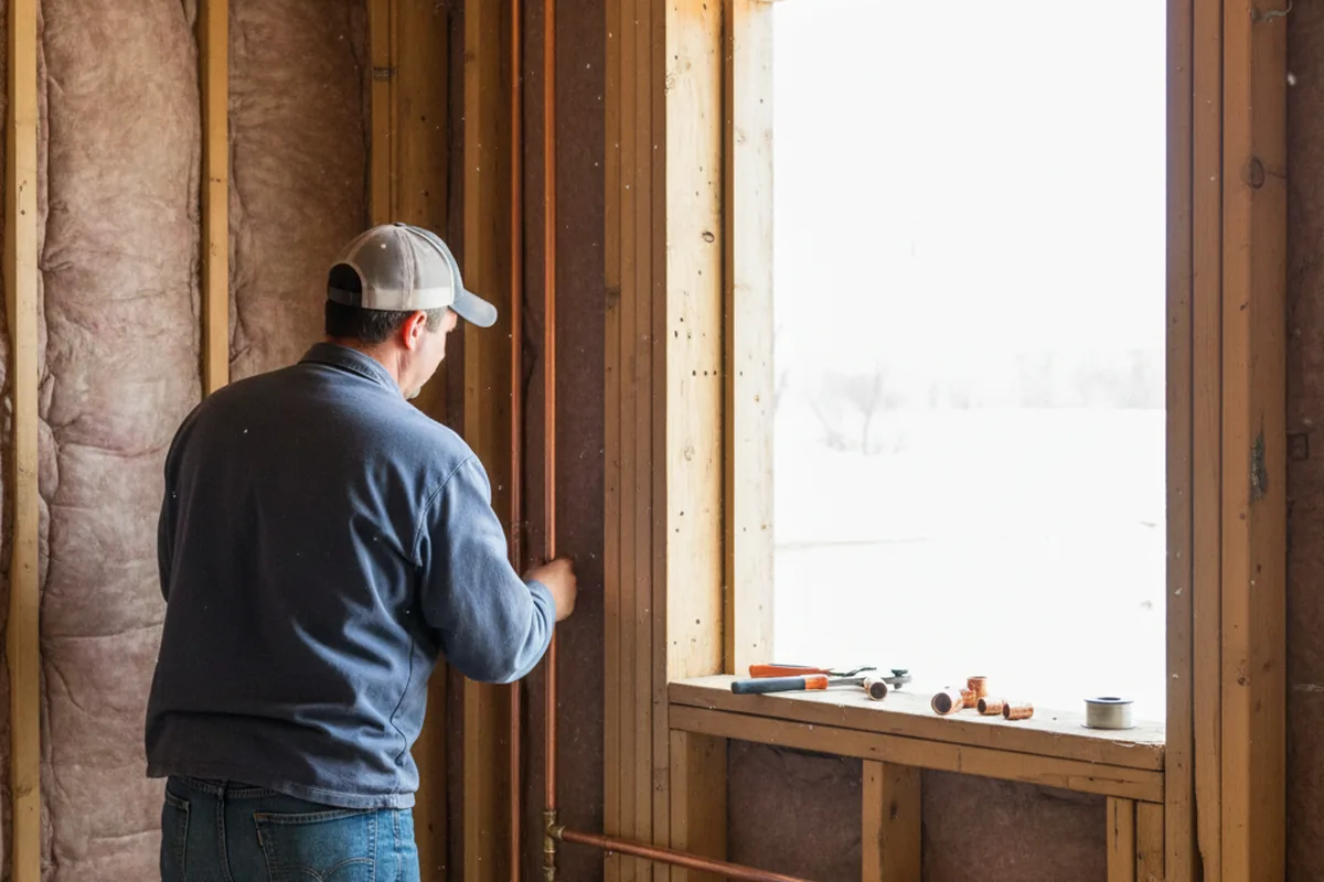 Licensed plumber running new copper supply lines in a Opelousas home