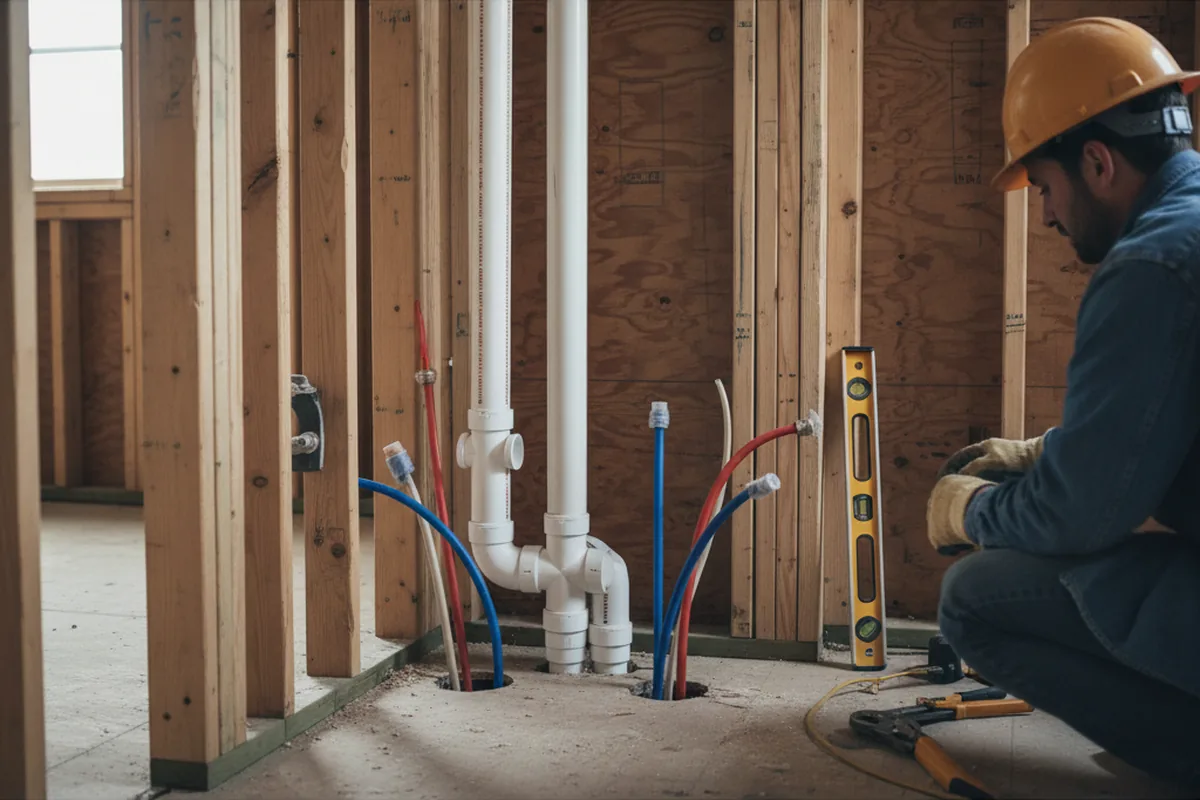 Drain and supply rough-in during Leak Detection in Opelousas